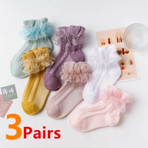 Leggings nieuwe babymeisjes sokken kinderen meisje frilly kanten tutu sokken katoen kinderen dansen prinses sok bloemen gegolfde massieve enkel sokken