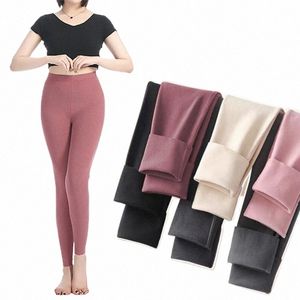 Leggings Pantalons Femmes Pantalons Chaud Slim Fit Rendu Pantalon Élasticité Couleur Unie Taille Haute LGS Automne Hiver Slack Plus Taille b31j #