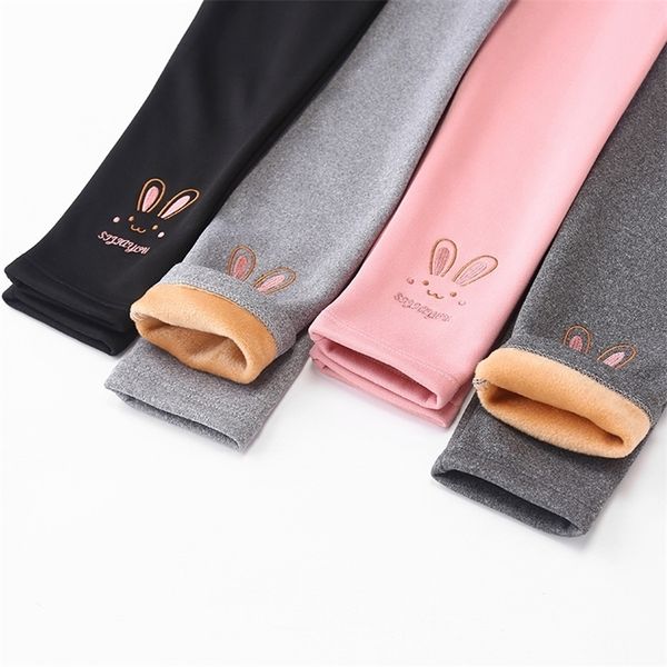 Leggings Collants Automne Hiver Bébé Filles Leggings Épais Chaud Mignon Lapin Pantalon Enfant Fille Plus Velours Pantalon Enfants Solide Pantalon 28 Ans 220909