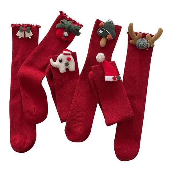 Leggings Collants Enfants Bébé Automne Hiver Filles Rouge Chaussettes De Noël Longueur Au Genou Enfant Année De Noël Doux Enfants Longue Chaussette ADK1961 221203