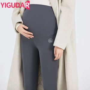 Leggings medias Primavera Primavera Autumn Maternity para mujeres embarazadas Moda del vientre del espejo Pantalones del embarazo L2405