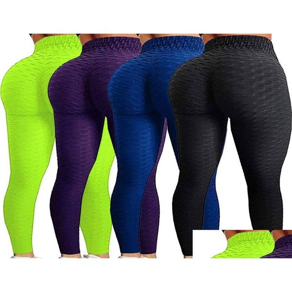 Leggings Medias Pantalones de yoga Fitness Leggings deportivos Jacquard Pantalones para correr femeninos Pantalones ajustados de cintura alta 7330910 Drop Delivery Baby Dhfet