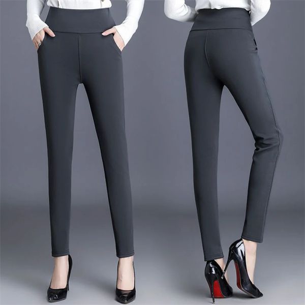 Leggings Cálido Invierno Lápiz Pantalones Para Mujer Fleecing Térmico Nieve Felpa Strench Lady Ol Flaco Thichen Pantalones Delgados Femal Ropa Polainas