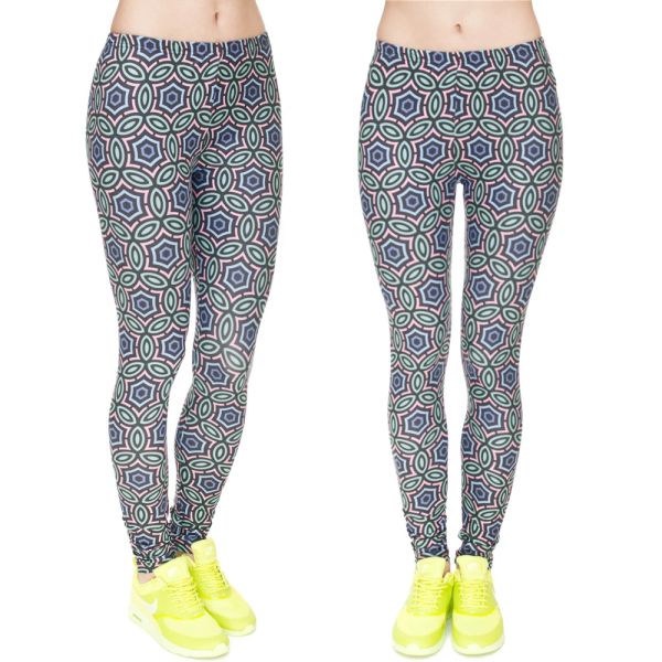 Leggings en gros des femmes de fitness Leggings Fashion Leggings imprimés arabesques Femelle Modèle géométrique occasionnel 15% Spandex Pantalon étiré