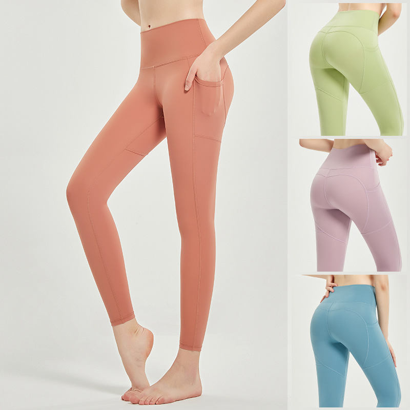Leggings Kvinnor Designer Luxury Sweatpants Yoga Pants Fitness Träning Matt Matt Matt Naken Sidan Pocke Peach Hip Tights Sheer Joggers Sexiga svarta joggar som kör