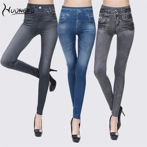 Leggings Femmes Push Up Polaire Doublé Hiver Chaud Imitation Jeans Slim Sexy Mode Vêtements Crayon Lady Jeggings WLG01 211204