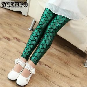 Legging WTEMPO Mode Nieuwe meisjesvisschaallegging Fantastische kleur Slim Fit Dames Renderbroek Amerikaanse retro pailletten kinderbroek