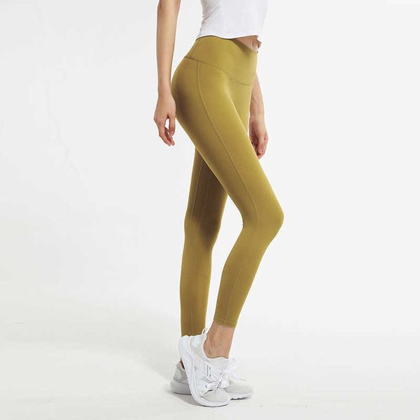 Leggings Yogaworld Mujer Chica Pantalones de yoga Sin línea avergonzada Ropa desnuda Medias Entrenamiento Correr Cintura alta Elástico blackkj84