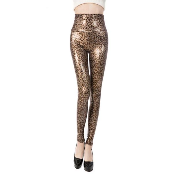 Leggings Ysdnchi Sexy maigre Faux cuir noir Leggings nouvelle mode femmes taille haute Leggings pantalon léger brillant pantalon