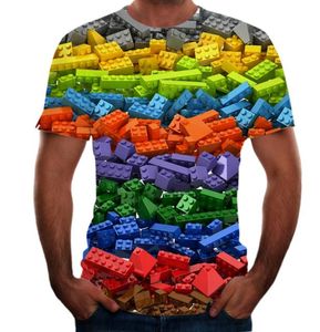 Lego Mannen 3D Print T-shirt Grafische Optische Illusie Korte Mouw Party Gothic Ronde Hals Zomer Tops8826721