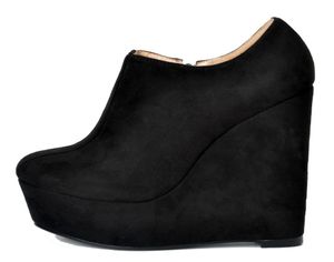 Legzen Fashion Women039S Ankle Boots Platform Ronde Toe Wedge Bootie Faux Suede Black Shoes Woman Plus Size9528269