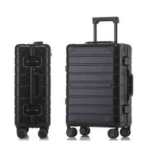 Leinasen Buy Pouces Aluminium Bagages à Roulettes Valise de Voyage d'Affaires Spinner Trolley Bag on Wheels J220707