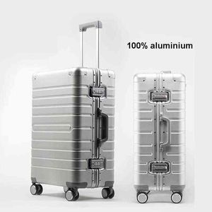 Leinasen, maleta de viaje de aluminio barata, bolsa con cerradura, Spinner, Maleta de negocios con ruedas, J220707
