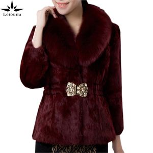 Leiouna Slim épais bureau dame fourrure Parker femme mode nouveau automne hiver coréen col de fourrure de renard manteau court vestes pour femmes 201031