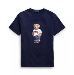 Lazer design algodão designer de luxo homens e mulheres polos camisa t-shirt casual solto impresso com padrão de urso americano 23ess