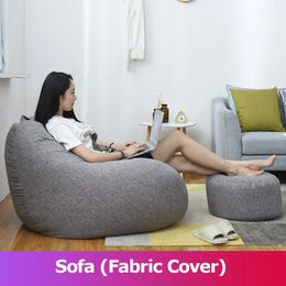 La funda de sofá con bolsa de frijoles perezosa de ocio se puede utilizar para tumbarse y dormir, funda de bolsa de frijoles de algodón y lino desmontable y lavable 240118