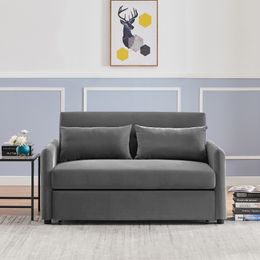 Sofá de dos plazas Leisure para sala de estar con 2 almohadas, gris oscuro