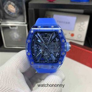 Loisirs Miilles Luxe Riccha Hommes d'affaires Montres mécaniques Rm12-01 Manuel Tourbillon Bleu Cristal Bande De Mode Montres-bracelets Suisses