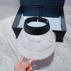 Sombrero de verano con borlas de papel para ocio, sombreros de playa ajustables para mujer, gorra protectora solar para vacaciones en la playa