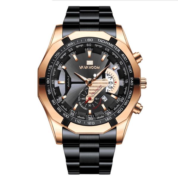 Loisirs Sport pointeur lumineux en acier inoxydable montre pour hommes montres à Quartz calendrier montres intelligentes VAVAVoom Brand240P