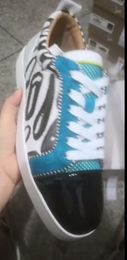Recie-sportschoenen met gaas en ademende stof rubberen zoze met rode zolen Zwart en wit skateboard wandelen lage topschoenen EU36-46