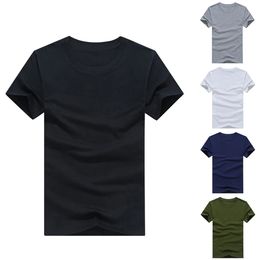 Style de loisirs couleur unie hommes T-shirt pur coton ensemble régulier T-shirt haut d'été T-shirt basique hommes vêtements 5XL 240130