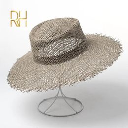 Loisir Summer Girl Round Bowling Bearer Edge Paille Hat Hollow SeaRrass Salt Hat Natural Natural Womens Party Vacation Sun Sun 240429