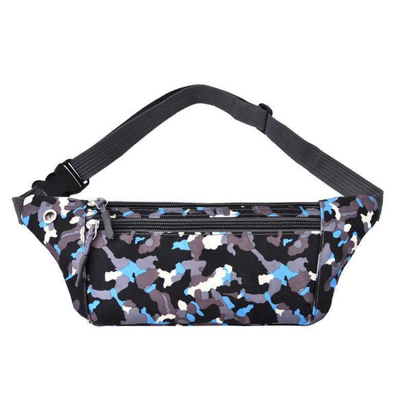 Sacs de taille de loisirs Sac de sport de course à pied de camouflage en plein air Fitness pour hommes et femmes Poitrine étanche Antivol Ajustement serré Téléphone portable multi-compartiments