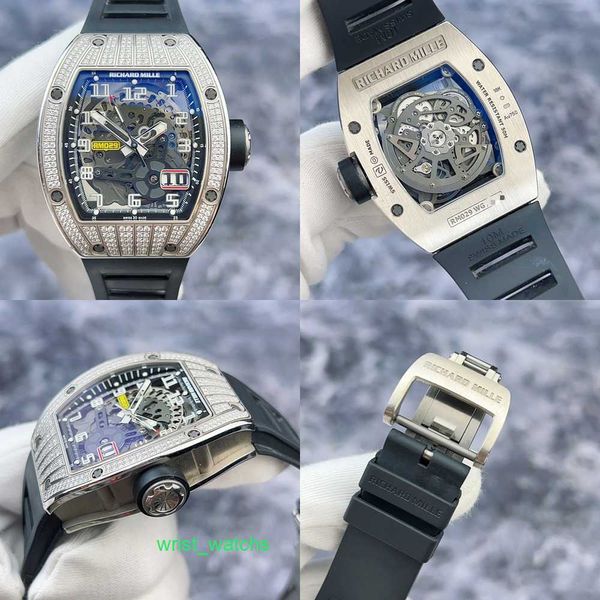 Reloj de ocio Reloj de lujo Reloj RM Reloj para hombre RM029 WG Esfera hueca Oro blanco de 18 quilates Diamante original Reloj mecánico automático para hombre