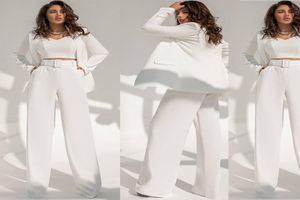 Leisure White Women Holiday Supers Flower Leg Oscle Mother of the Bride Pants Tuxedos PROM PRODES DE VITOS DE VITOS DE VITOS 2 piezas9171179