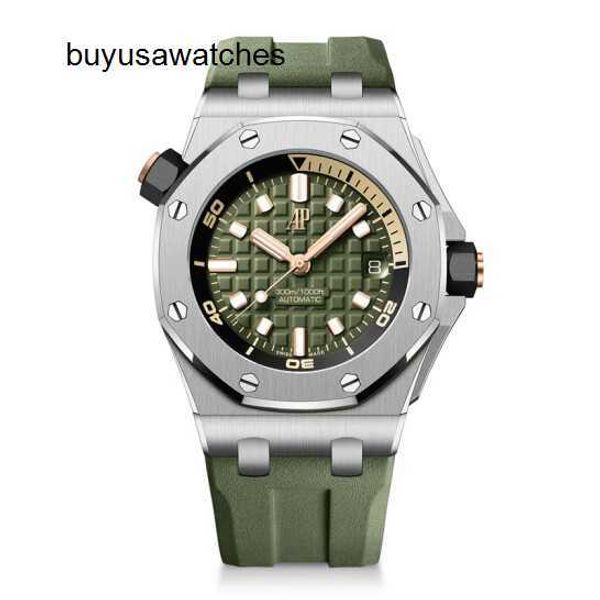 Reloj de pulsera de ocio Reloj de pulsera AP Royal Oak Offshore Series Nuevo reloj de pulsera mecánico automático para hombre Placa verde 15720ST.OO.A052CA.0 Verde