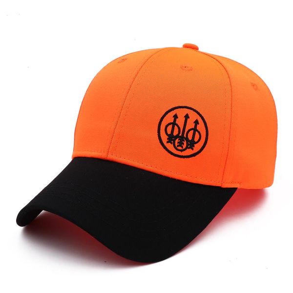 Leita Gun Logo hombres y mujeres gorra de béisbol táctica al aire libre bordado de moda sombrero naranja fluorescente