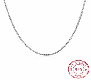 Lekani 2 tailles disponibles réel 925 STERLING Silver 1mm Slim Box Chain Collier Womens Mens Kids 4045 cm bijoux Kolye Collares8328572