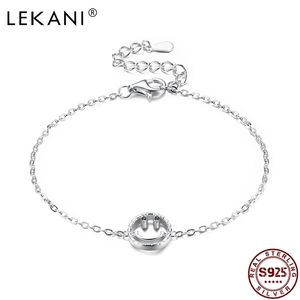 LEKANI 925 Sterling Bracelets Bracelet Femmes Smiley Visage Réglable CZ Bracelet Fine Bijoux En Argent Cadeau