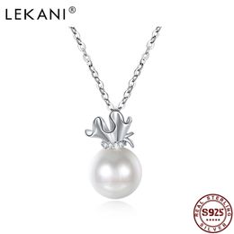 LEKANI 925 Sterling Silver Women's Pearl Pendant Necklace Luxury Zircon Fine Jewelry Exquis Fashion Send Friends Engagement 210701