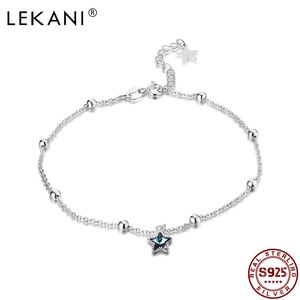 LEKANI pour femmes S925 perles rondes en argent Sterling cinq étoiles autriche cristal cheville fête de mariage bijoux fins recommander