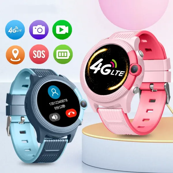 Lemdioe regarde Smart Watch D36 4G GPS Kids with Sim Card SOS Video Call bébé Smartwatch WiFi LBS Tracker pour garçons Girls 1000mAh Battery Watch