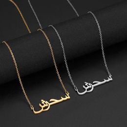 Lemegeton personnalisé nom arabe collier pour femmes personnalisé en acier inoxydable arabe pendentifs bijoux personnalisé colliers cadeau 240321