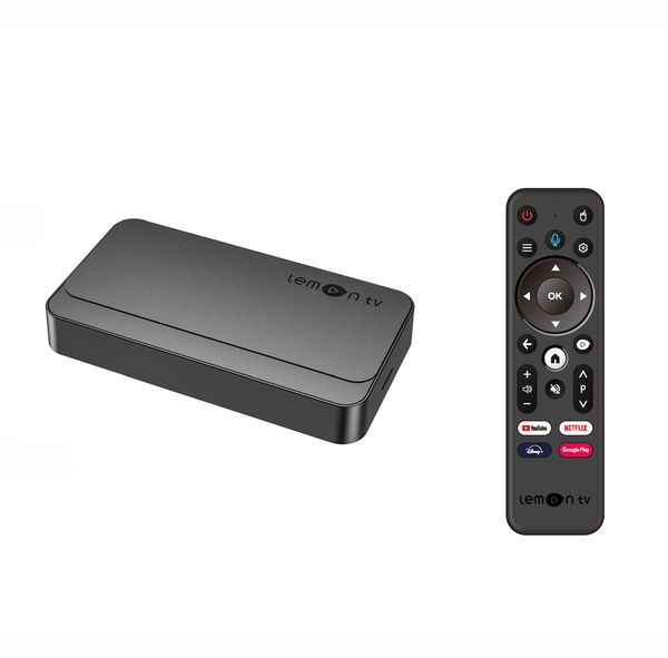 Lemon ATV Android 10 Dispositivo de TV inteligente Allwinner H313 Quad 4K WiFi Bluetooth Control de voz YouTube Media Player