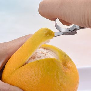 Éplucheur d'agrumes au citron Type de doigt éplucheur d'orange ouvert dispositif en acier inoxydable décapant d'orange épluchant l'outil d'épluchage de fruits de cuisine Pelador De Citricos Y Limon