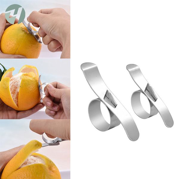 Limón Cítricos Peeler Tipo Dedo Abierto Naranja Peelers Dispositivo Acero Inoxidable Naranja Stripper Peeling Cocina Fruta Peel Tool BH8211 FF