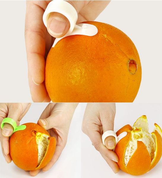 Éplucheur d'agrumes au citron Parer type de doigt ouvert écorce d'orange dispositif d'orange en plastique décapant d'orange épluchant l'outil de fruits de cuisine entier 6058963