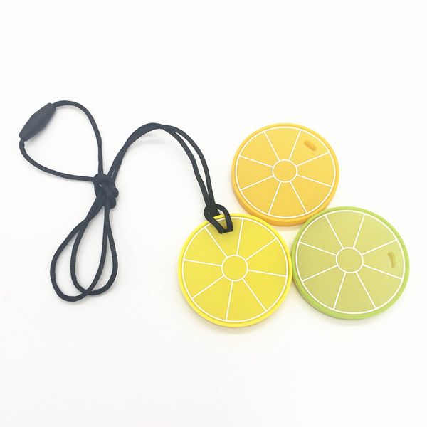 Colgante de rodaja de limón Collar de mordedor de silicona Sin BPA Collar de rodaja de fruta amarilla de silicona Colgante de limón fresco para que mamá use Baby Chew