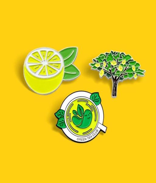 Broches de club épingle en émail vert au thé vert pour chemise Badge de fruit Carton de bijoux pour enfants Friends5786171