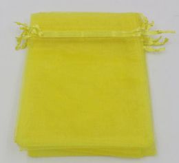 Citroen geel 7x9cm 9x11cm 13x18cm Organza sieraden Gift Pouch Bags voor bruiloft gunstenboeken accessoires5245450