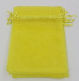 Citron jaune 7x9cm 9x11cm 13x18cm Organza Bijoux pochettes Sacs pour les accessoires de faveurs de mariage 6665357