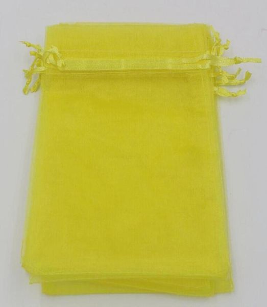 Amarillo limón 7x9cm 9x11cm 13x18cm Bolsas de regalo de regalo de joyas de organza para favores de boda accesorios de 3809624