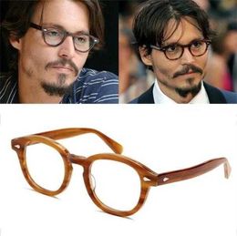 LEMTOSHs Bril Johnny Depp Brillen Frame Transparante Lens Merk Designer Computer Bril Mannelijke Ronde Vintage Top Kwaliteit De Grau