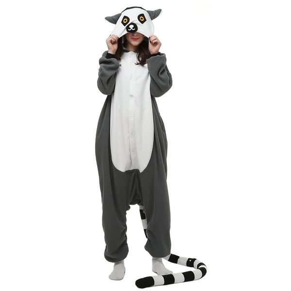 Lemur mujeres y hombres Anime Kigurumi Polar disfraz de lana para Halloween carnaval fiesta de año nuevo bienvenida Drop 236b