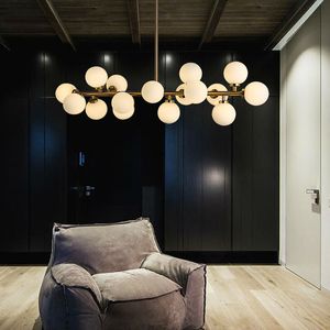 Lengte 1000mm Goud / Zwart Magic Bean LED Hanglampen Living Dining Room Shop Modern LED Striplight Glass Hanglamp armaturen